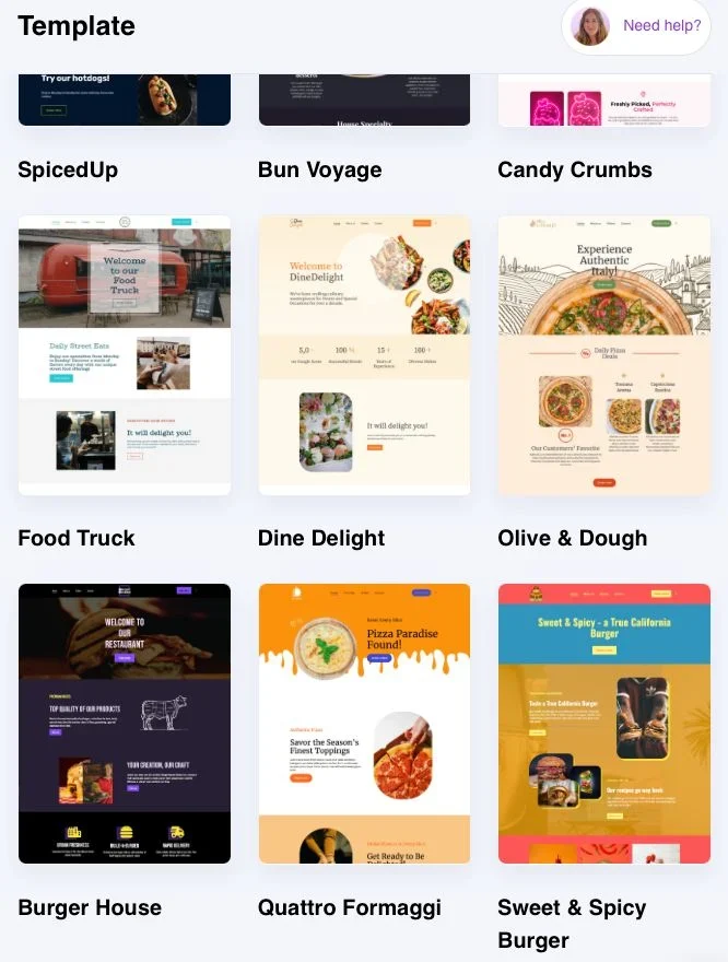 UpMenu template options.