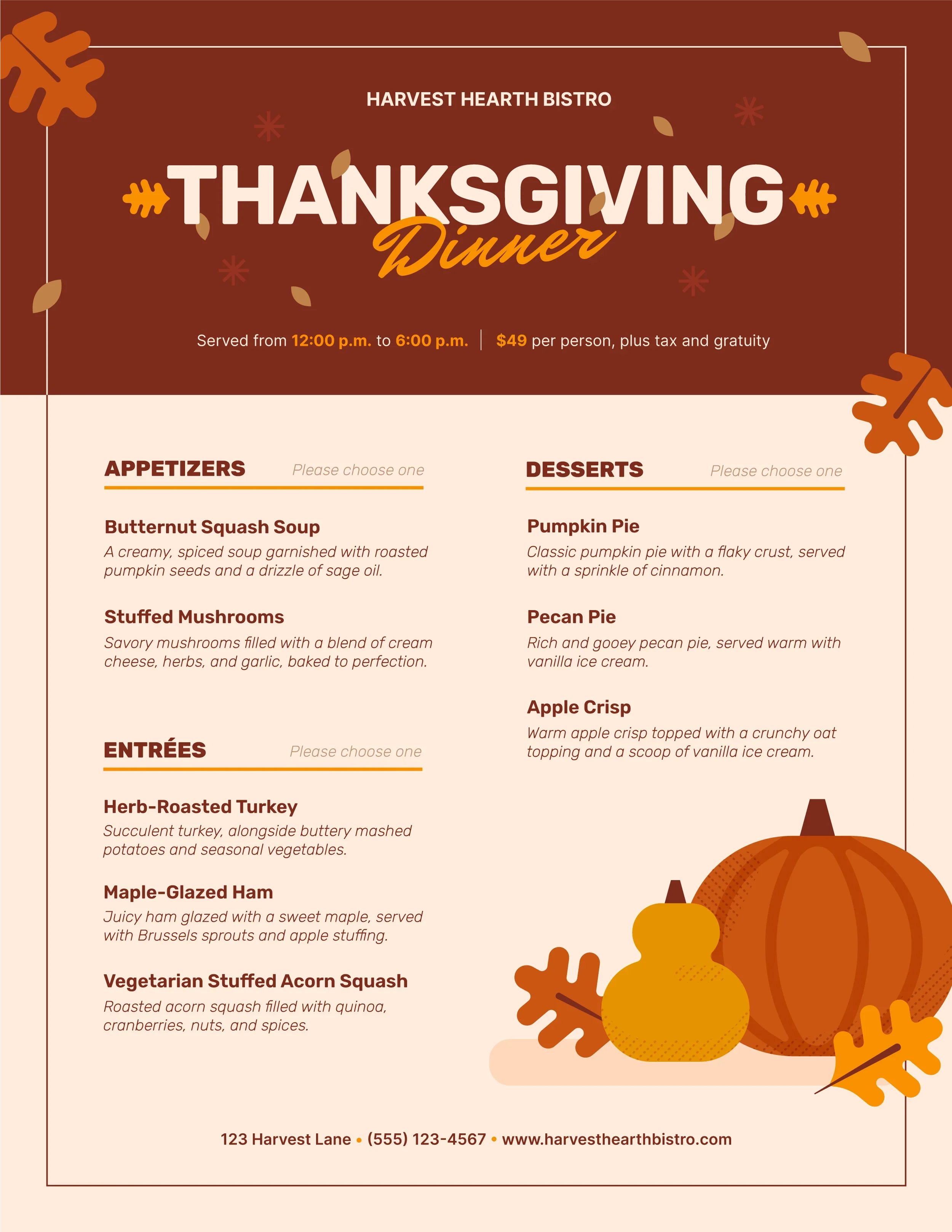 Thanksgiving Menu Template