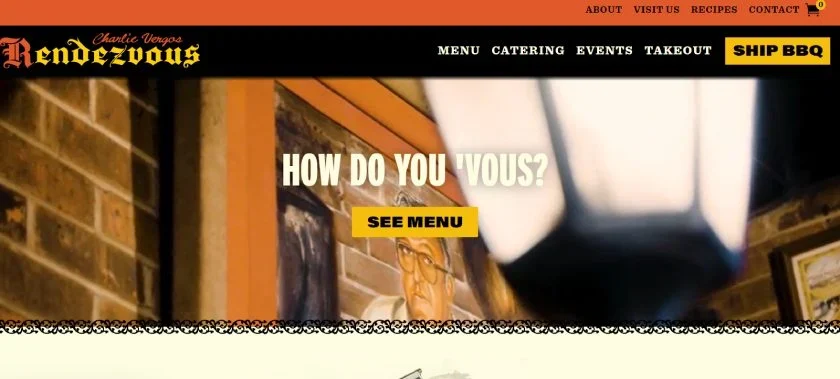Charlie Vergo's Rendezvous homepage with display text, "How do you 'vous?"