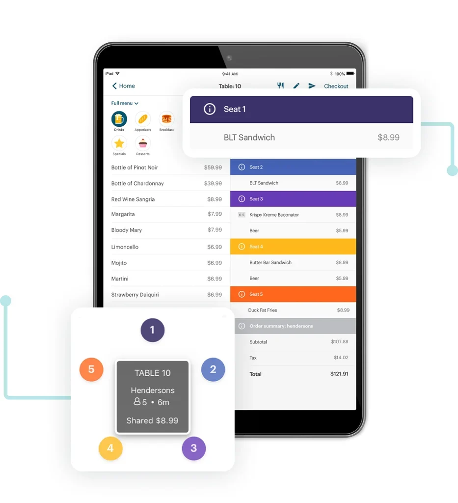 Table splitting and ordering are simple with TouchBistro.