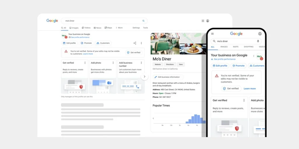 Google Business Profile listing for a restaurant.
