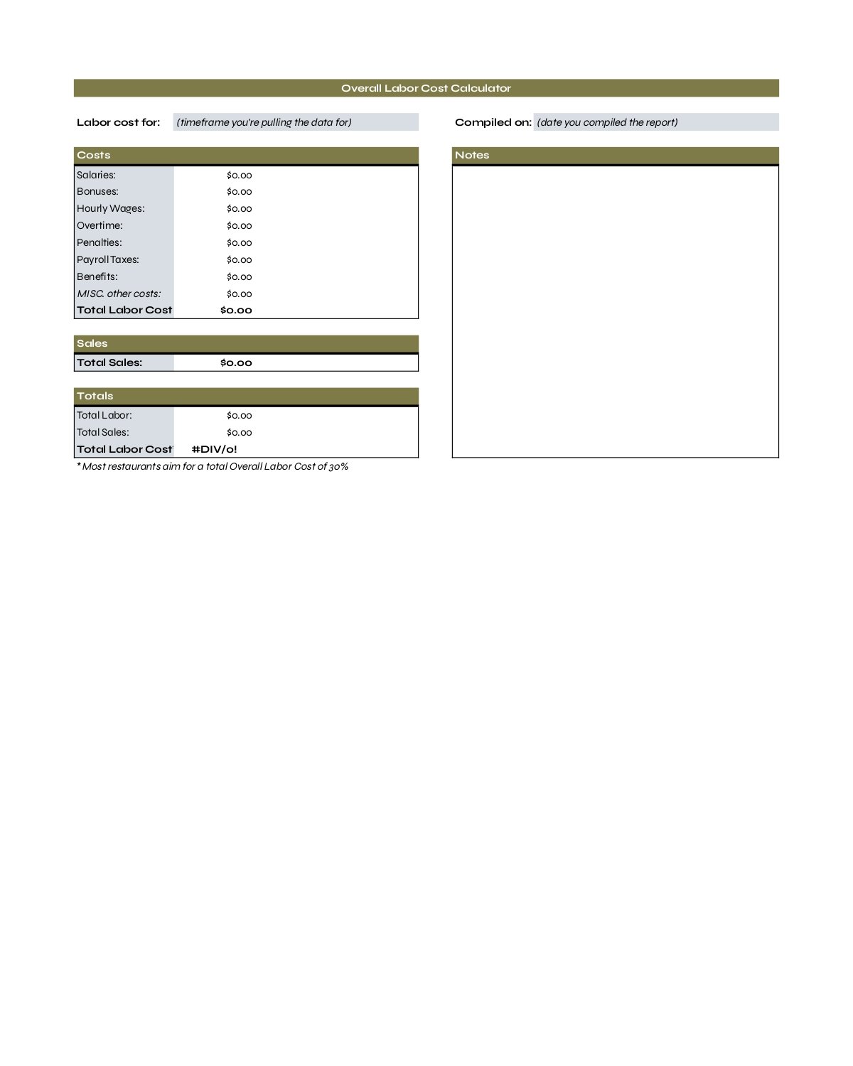 Labor Cost Calculator