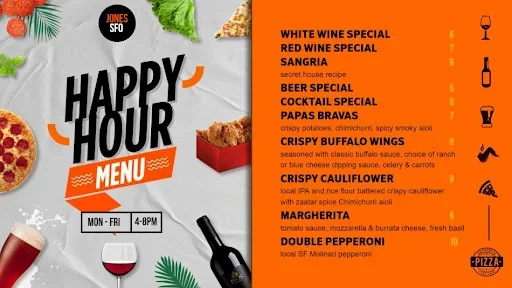 Streamlined happy hour menu.