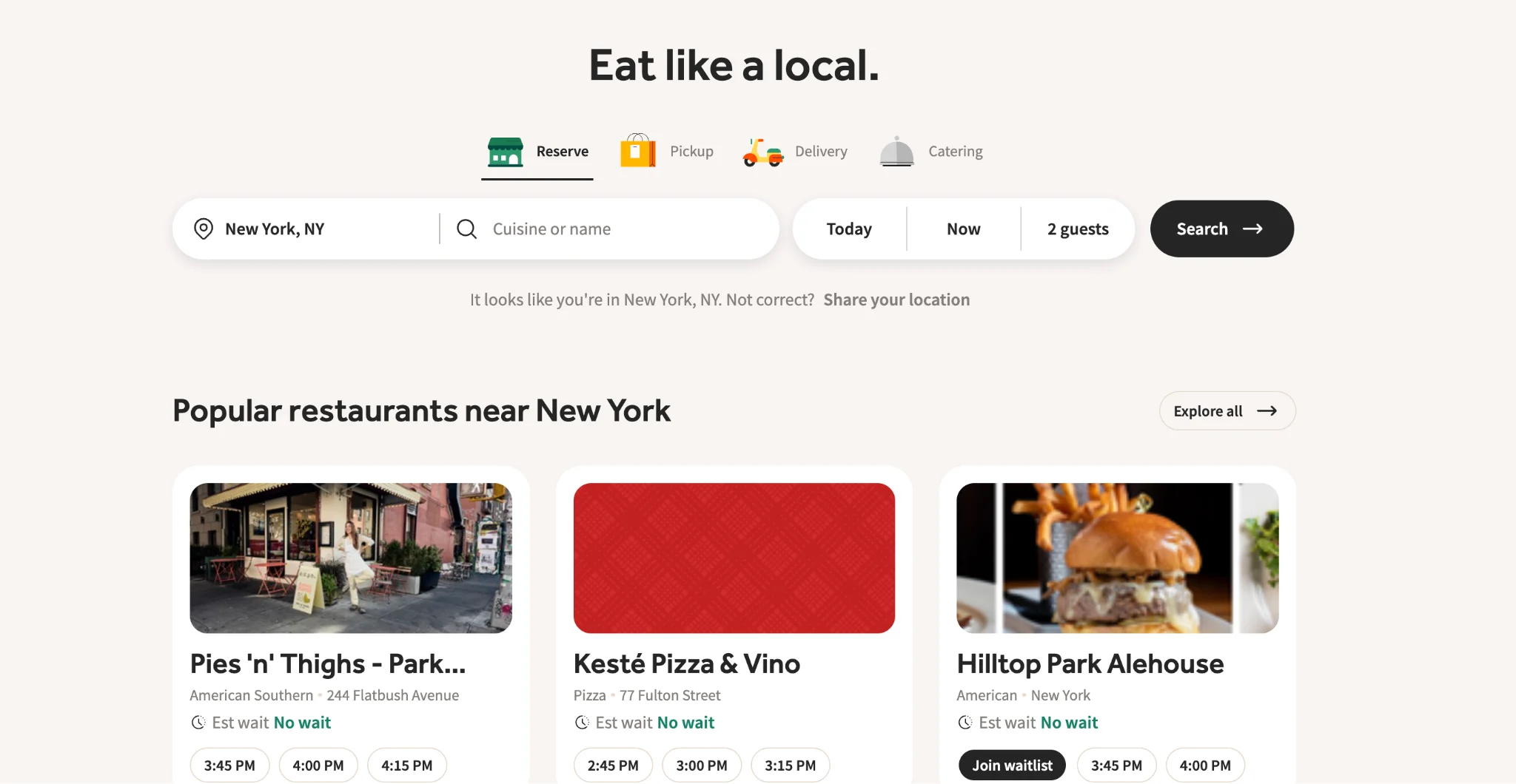 Toast Local landing page.